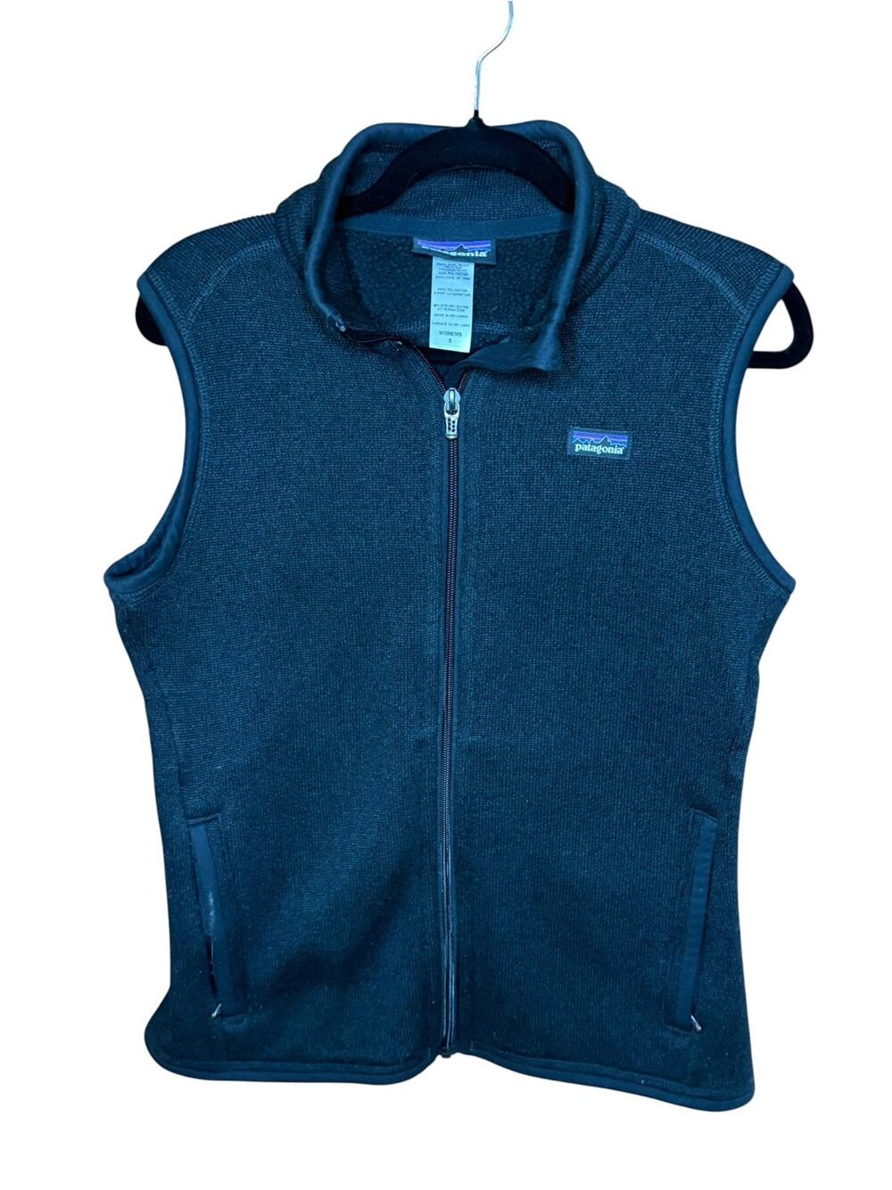 Patagonia Womens Better Sweater FLEECE VEST Black Small Full Zip 25887 S